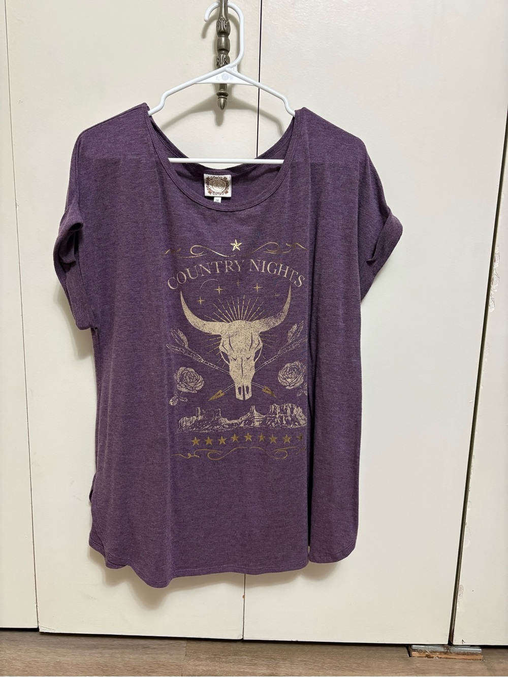 True Self Country Nights Graphic Tee Purple Short Sleeve Western Plus 1X